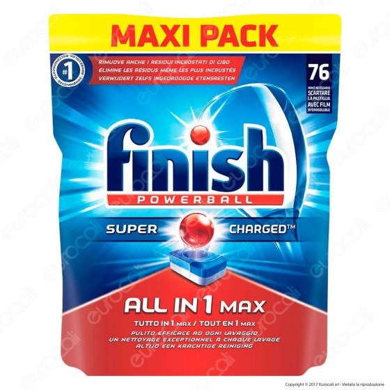 Finish Powerball Tutto in 1 Max per Lavastoviglie - 76 Pastiglie Finish Powerball Tutto in 1 Max per Lavastoviglie - 76 Pastiglie