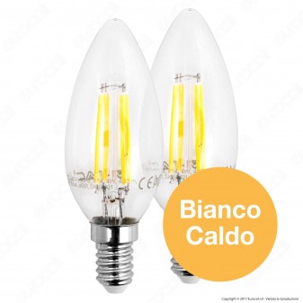 V-Tac VT-2174 Duo Pack Confezione 2 Lampadine LED E14 4W Candela