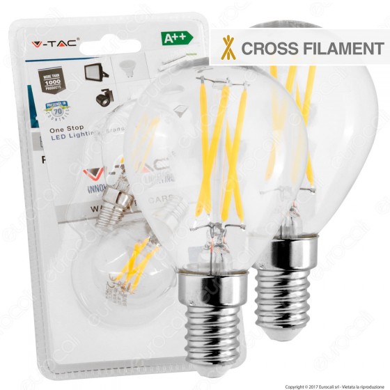 V-Tac VT-2184 Duo Pack Confezione 2 Lampadine LED E14 4W MiniGlobo V-Tac VT-2184 Duo Pack Confezione 2 Lampadine LED E14 4W MiniGlobo