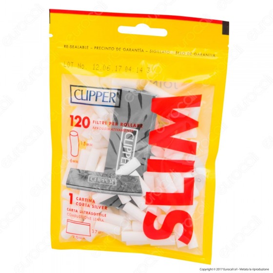 Clipper Slim 6mm Lisci - Bustina da 120 Filtri + 50 Cartine Corte Clipper Slim 6mm Lisci - Bustina da 120 Filtri + 50 Cartine Corte