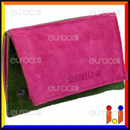 Il Morello Classic Portatabacco in Vera Pelle Fucsia e Jeans Verde