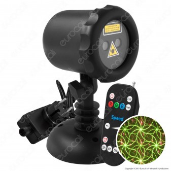Proiettore Garden Laser Verde e Rosso con Telecomando 20 Effetti -