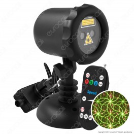 Proiettore Garden Laser Verde e Rosso con Telecomando 20 Effetti -