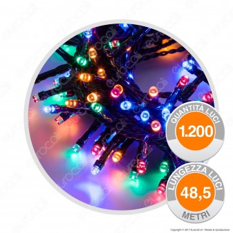 Catena 1200 Luci LED Reflex Multicolore con Controller Memory - per Interno e Esterno