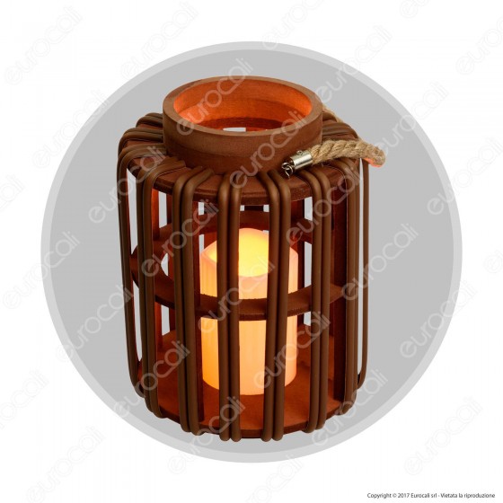 Lanterna Asian Style con Candela LED Luce Bianco Caldo