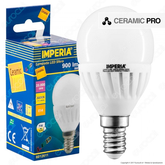 Imperia Ceramic Pro Lampadina LED E14 9W MiniGlobo P45 - mod. 6012611 Imperia Ceramic Pro Lampadina LED E14 9W MiniGlobo P45 - mod. 6012611