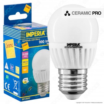Imperia Ceramic Pro Lampadina LED E27 9W MiniGlobo G45