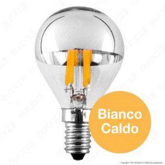 Ideal Lux Lampadina LED E14 4W MiniGlobo P45 Filamento Calotta Cromata