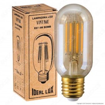 Ideal Lux Lampadina LED Vintage E27 4W Tubolare Filamento Ambrata -