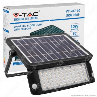 V-Tac VT-787-10 Lampada da Muro LED 10W con Pannello Solare e Sensore