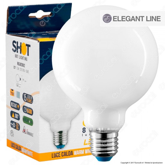 Bot Lighting Lampadina LED E27 7,5W Globo G95 Milky Filamento