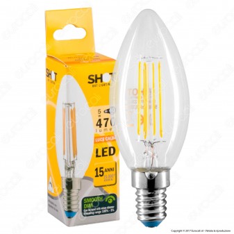Bot Lighting Lampadina LED E14 5W Candela Filamento Dimmerabile -