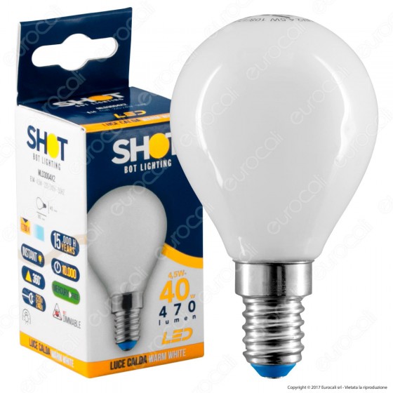 V-TAC SKU:2854 VT-2486  LAMPADINA LED E14 6W P45 FILAMENTO IN