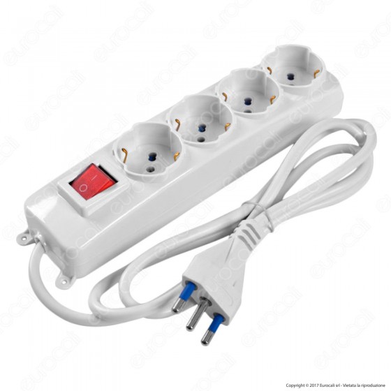 FAI Multipresa 4 Posti Colore Bianco con Interruttore - per Interno - FAI Multipresa 4 Posti Colore Bianco con Interruttore - per Interno -