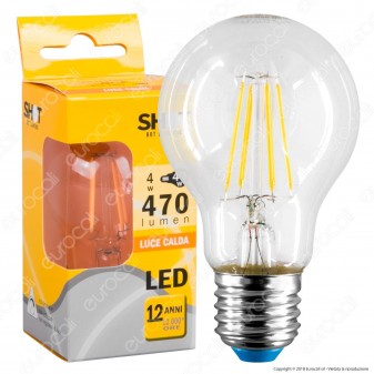 Bot Lighting Shot Lampadina LED E27 4W Bulb A60 Filamento Extra-Lungo