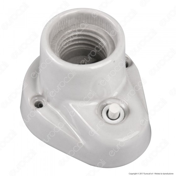 FAI Portalampada E27 in Porcellana con Interruttore - Colore Bianco - FAI Portalampada E27 in Porcellana con Interruttore - Colore Bianco -