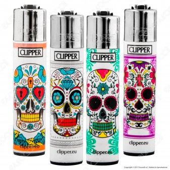 Clipper Large Fantasia Mexican Skulls - 4 Accendini [TERMINATO]