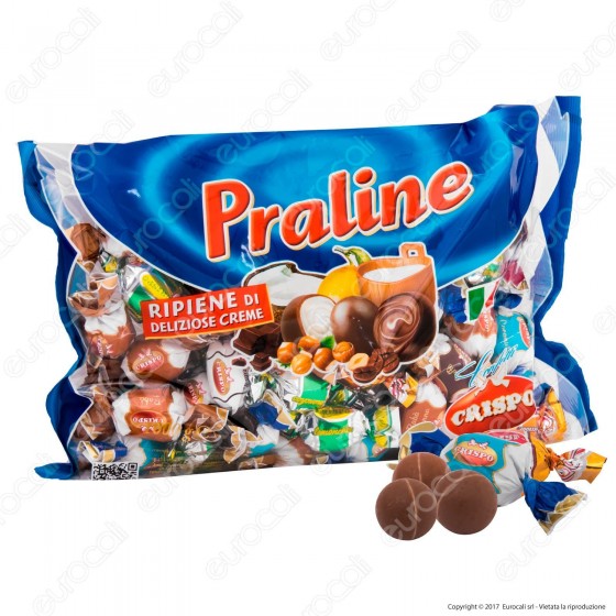 Praline Crispo al Cioccolato Assortite Ripiene di Creme - Busta 1000g Praline Crispo al Cioccolato Assortite Ripiene di Creme - Busta 1000g