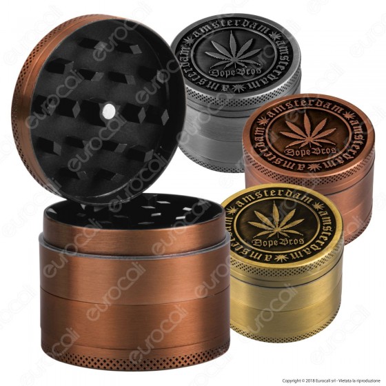 Grinder Tritatabacco 4 Parti Colori Anticati Logo Foglia Canapa Ø50mm Grinder Tritatabacco 4 Parti Colori Anticati Logo Foglia Canapa Ø50mm