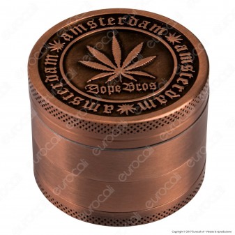 Grinder Tritatabacco 4 Parti Colori Anticati Logo Foglia Canapa Ø50mm