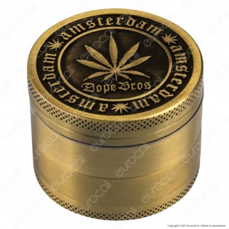 Grinder Tritatabacco 4 Parti Colori Anticati Logo Foglia Canapa Ø50mm