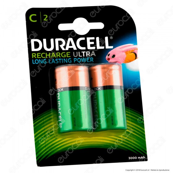 Duracell Ultra Mezzatorcia C 3000mAh Pile Ricaricabili - Blister 2 Duracell Ultra Mezzatorcia C 3000mAh Pile Ricaricabili - Blister 2
