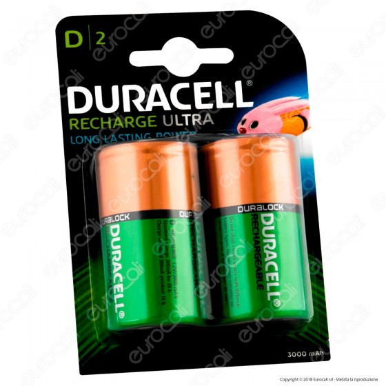 Duracell Ultra Torcia D 3000mAh Pile Ricaricabili - Blister 2 Batterie Duracell Ultra Torcia D 3000mAh Pile Ricaricabili - Blister 2 Batterie