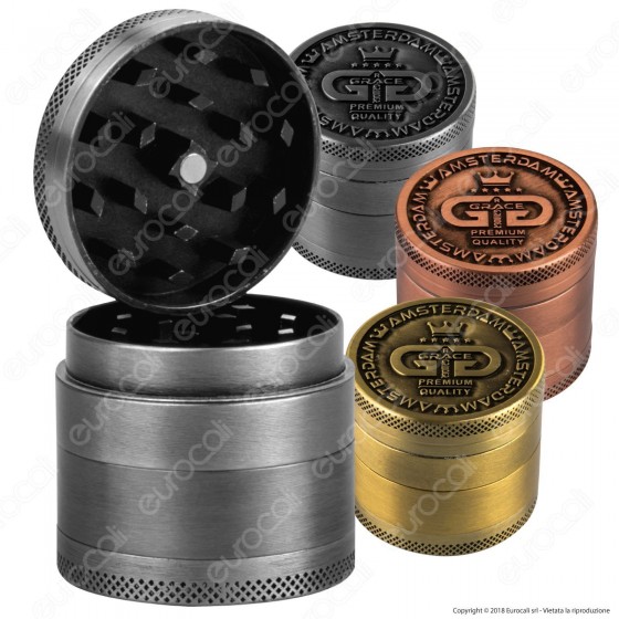 Grinder Tritatabacco 4 Parti Colori Anticati Logo Grace Grinder Tritatabacco 4 Parti Colori Anticati Logo Grace