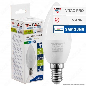 V-Tac PRO VT-226 Lampadina LED E14 5,5W Candela Chip Samsung - SKU