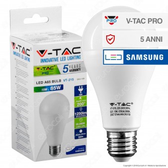 V-Tac PRO VT-215 Lampadina LED E27 15W Bulb A66 Chip Samsung - SKU