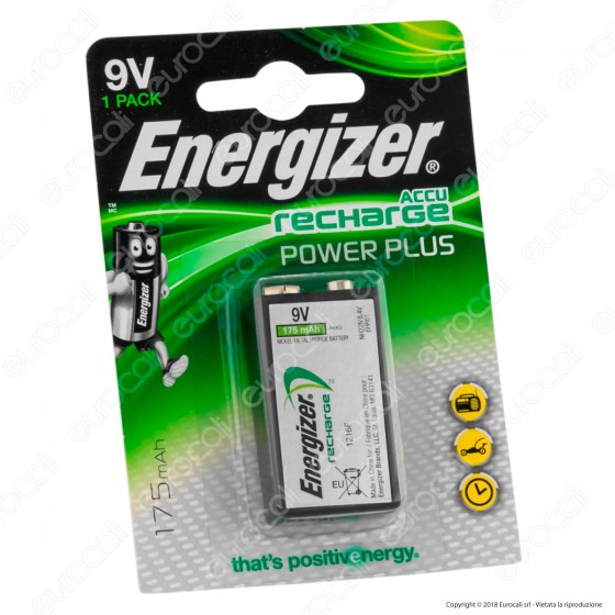 Energizer Accu Recharge Power Plus Transistor Pila Ricaricabile 9V - Energizer Accu Recharge Power Plus Transistor Pila Ricaricabile 9V -