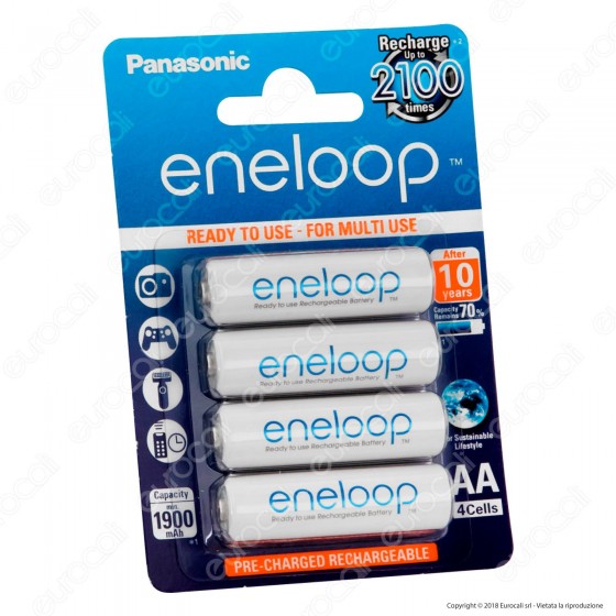 Panasonic Eneloop 1900mAh Pile Ricaricabili Stilo AA - Blister 4 Batterie Panasonic Eneloop 1900mAh Pile Ricaricabili Stilo AA - Blister 4 Batterie
