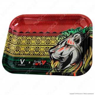 V-Syndicate Rolling Tray Vassoio di Rollaggio in Metallo - Rasta Lion