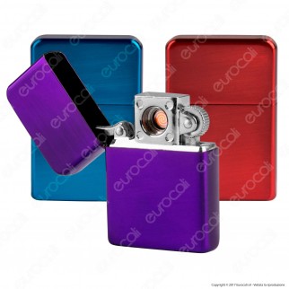 Champ Accendino USB in Metallo Antivento Ricaricabile Apertura a Clip
