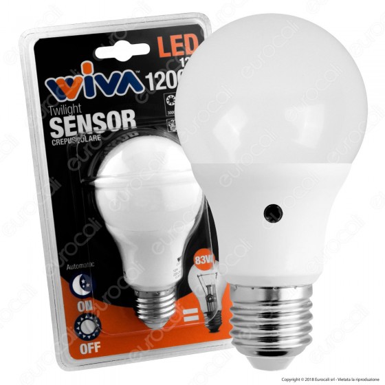 Lampadina LED E27 8W Bulb A60 con Sensore Crepuscolare Life