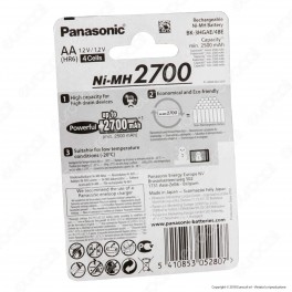 Panasonic Ni-MH 2700 2500mAh Pile Ricaricabili Stilo AA - Blister 4