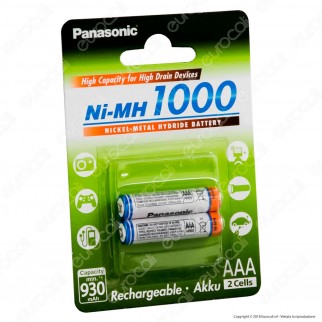 Panasonic Ni-MH 1000 930mAh Pile Ricaricabili Ministilo AAA - Blister