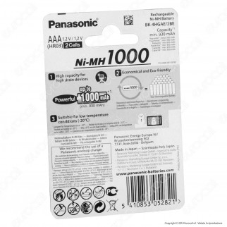 Panasonic Ni-MH 1000 930mAh Pile Ricaricabili Ministilo AAA - Blister
