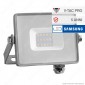 V-Tac PRO VT-10 Faro LED SMD 10W Ultrasottile Chip Samsung da Esterno Colore Grigio - SKU 430 / 431 / 432