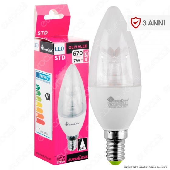 Marino Cristal Serie STD Lampadina LED E14 7W Candela - mod. 21439 Marino Cristal Serie STD Lampadina LED E14 7W Candela - mod. 21439