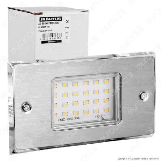 Silvanylux Faretto Segnapasso LED da Incasso per Cassetta Standard Silvanylux Faretto Segnapasso LED da Incasso per Cassetta Standard