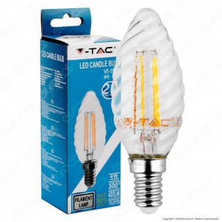 V-Tac VT-1985 Lampadina LED E14 4W Candela Twist Filamento - SKU 4307