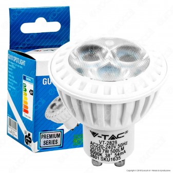 V-Tac VT-2828 Lampadina LED GU10 7W Faretto Spotlight 38° - SKU 1633