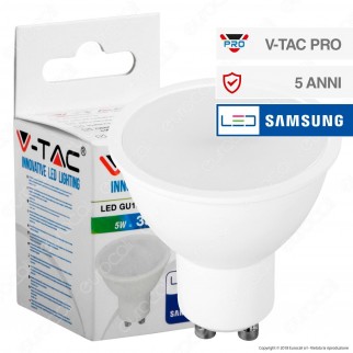 V-Tac PRO VT-205 Lampadina LED GU10 5W Faretto Spotlight Chip Samsung