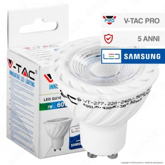 V-Tac PRO VT-277 Lampadina LED GU10 7W Faretto Spotlight Chip Samsung