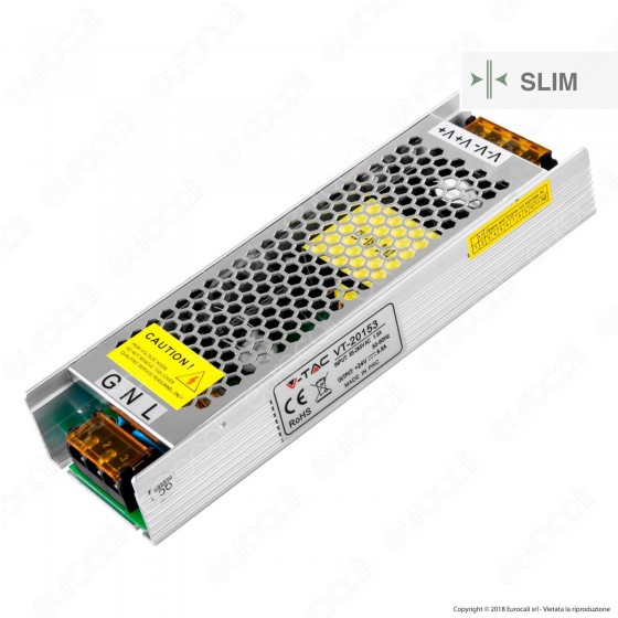 V-Tac VT-20153 Alimentatore 150W Slim Series Per Uso Interno 24V a 2 V-Tac VT-20153 Alimentatore 150W Slim Series Per Uso Interno 24V a 2
