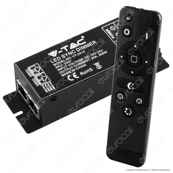 V-Tac VT-2414 Controller Dimmer Sync Connesione RJ45 per Strisce LED con Telecomando - SKU 3337