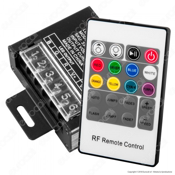 V-Tac VT-2421 Controller Dimmer per Strisce LED RGB con Telecomando V-Tac VT-2421 Controller Dimmer per Strisce LED RGB con Telecomando