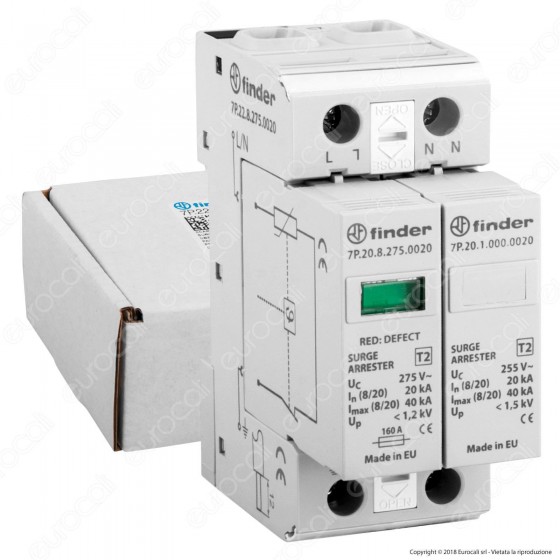 Finder Scaricatore di Sovratensione SPD Tipo 2 - mod. 7P22.8275.0020 Finder Scaricatore di Sovratensione SPD Tipo 2 - mod. 7P22.8275.0020