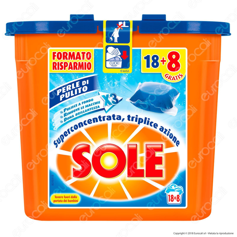 Sole Perle Di Pulito GelCaps Standard Detersivo Superconcentrato per
